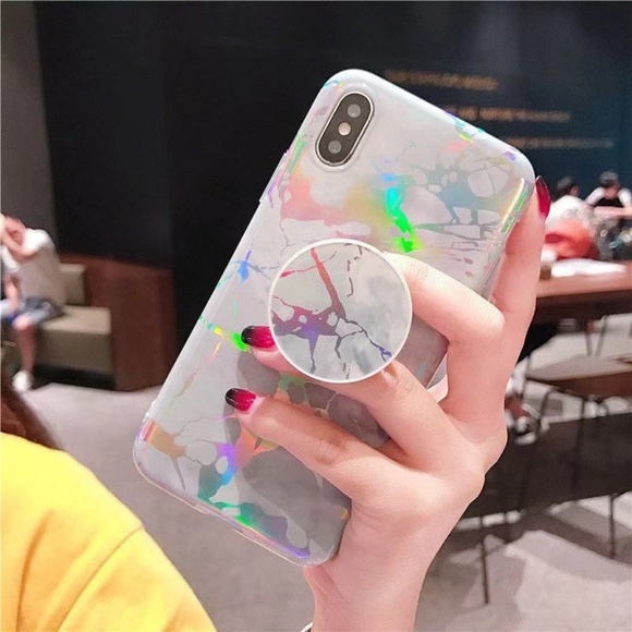 Laser Marble Soft TPU Iphone Case with Holder GWP - Picture 1 of 5